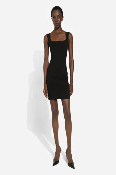 Dolce & Gabbana Jersey Milano Rib Sheath Dress In Black