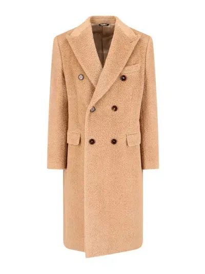 Dolce & Gabbana Double-breasted Coat In Beige