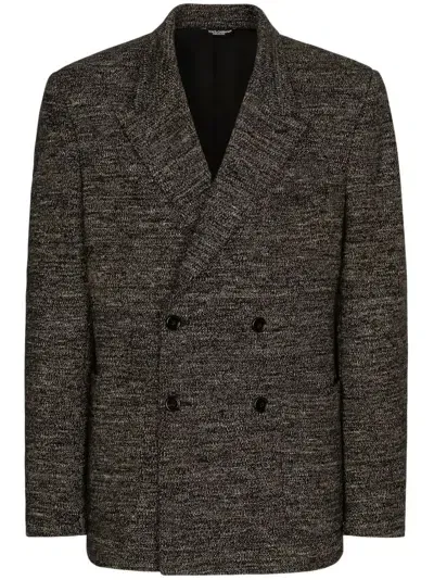 Dolce & Gabbana Double-breasted Jersey Blazer In Black