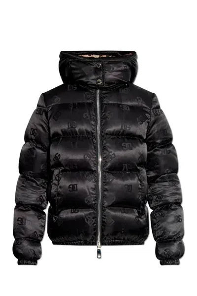 Dolce & Gabbana Down Jacket With Logo In Black