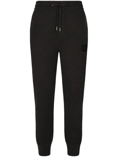 Dolce & Gabbana Drawstring Wool-silk Track Pants In Grau