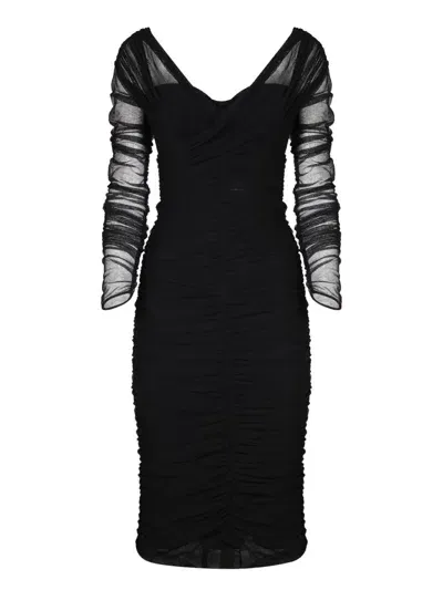 Dolce & Gabbana Longuette Drapared Dress In Black