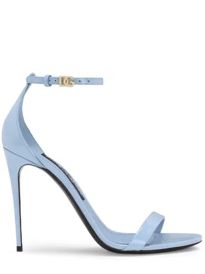 Dolce & Gabbana 105mm Keira Satin Sandals In Light Blue