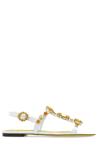 Dolce & Gabbana Embellished Sandals In White