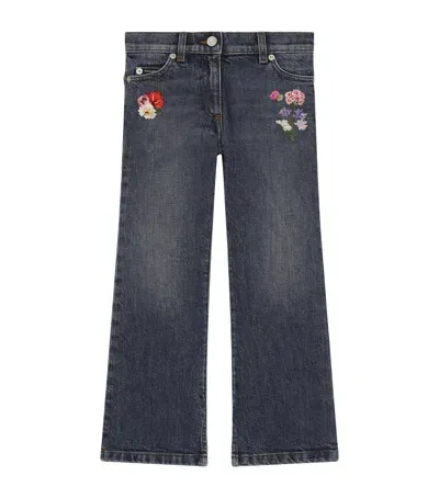 Dolce & Gabbana Kids' Embroidered Flared Jeans In Blue