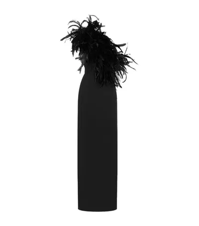 Dolce & Gabbana Feather-detail Maxi Dress In Black