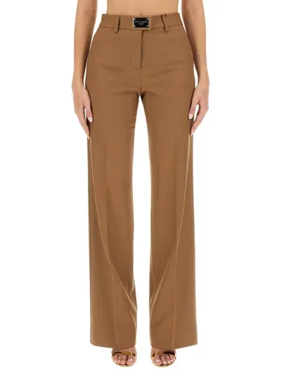 Dolce & Gabbana Flannel Flare Pants In Beige