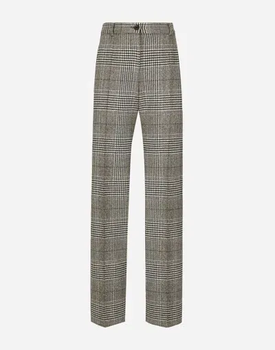 Dolce & Gabbana Flared Glen Plaid Pants In Multicolor