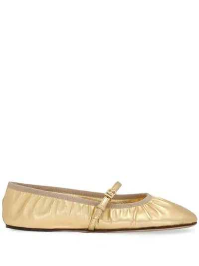 Dolce & Gabbana Nappa Mordore Ballet Flats In Gold