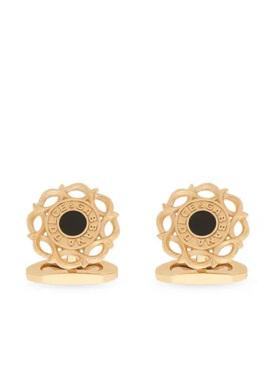 Dolce & Gabbana Floral-motif Cufflinks In Gold