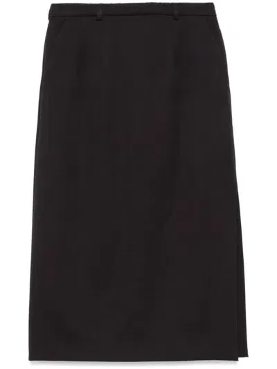 Dolce & Gabbana Gabardine Virgin-wool Midi Skirt In Black