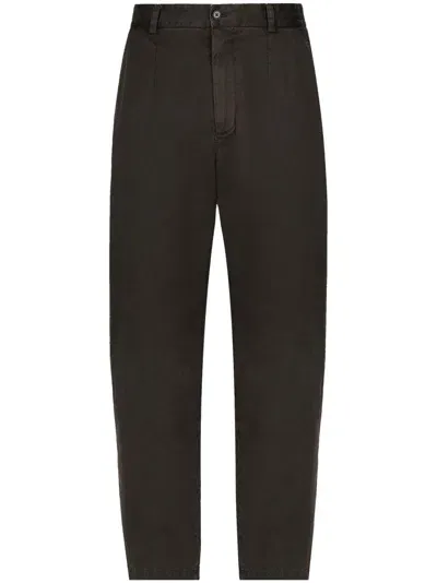 Dolce & Gabbana High-waist Tapered Trousers In Brown