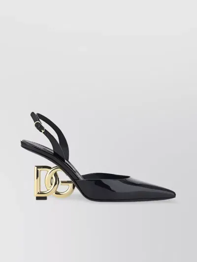 Dolce & Gabbana Dg-heel Leather Slingback Pumps In Black