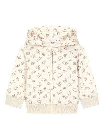 Dolce & Gabbana Babies' Graphic-print Hoodie In Neutrals