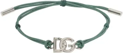 Dolce & Gabbana Dg Logo Charm Cord Bracelet In Green