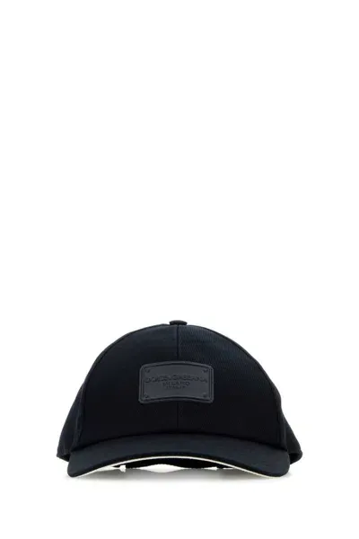 Dolce & Gabbana Logo-plaque Cotton Baseball Cap In Blue