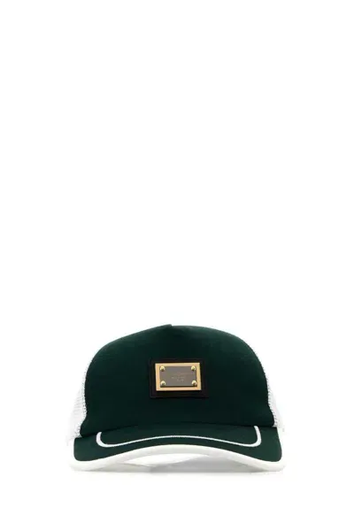 Dolce & Gabbana Two-tone Cotton And Mesh Baseball Cap In Green