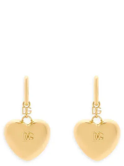 Dolce & Gabbana Heart Drop Earrings In Golden