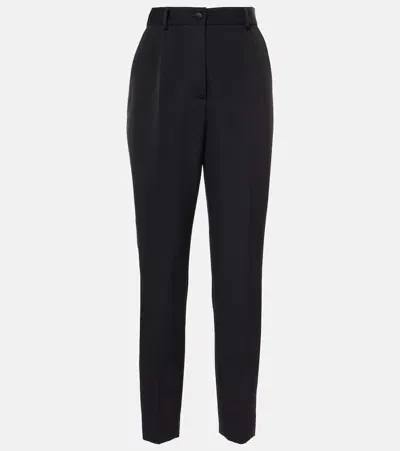 Dolce & Gabbana High-rise Wool And Silk-blend Tuxedo Pants In Black