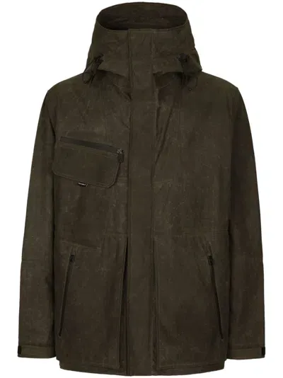 Dolce & Gabbana Hooded Technical-fabric Jacket In Grey