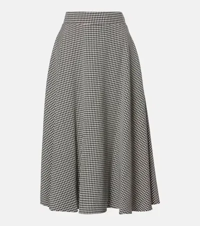 Dolce & Gabbana Houndstooth Wool-blend Midi Skirt In Neutrals