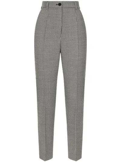 Dolce & Gabbana Houndstooth Wool Trousers In Multicolor