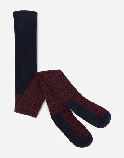 Dolce & Gabbana Jacquard Knit Tights With Dolce&gabbana Logo In Multicolor