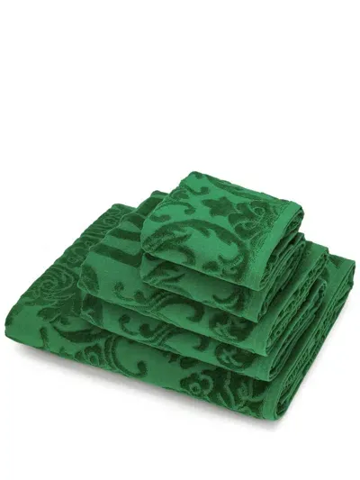 Dolce & Gabbana Jacquard Towels (set Of Five) In Green