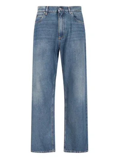 Dolce & Gabbana Logo Wide Jeans In Blue