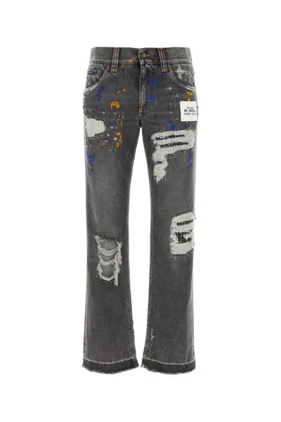 Dolce & Gabbana Re-edition Regular Fit Sketch Denims With Vintage Design 26c In Multicolor