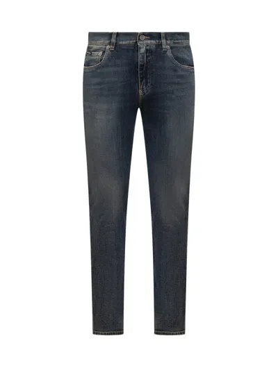 Dolce & Gabbana Logo-patch Cotton Jeans In Black