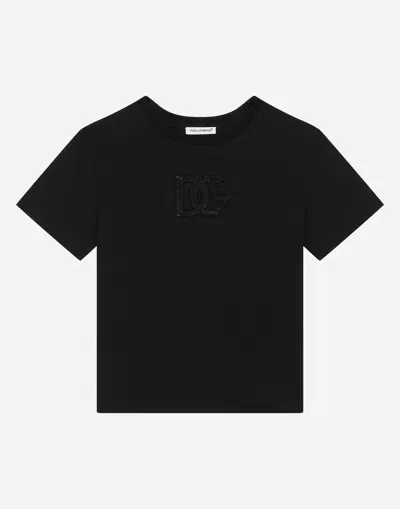 Dolce & Gabbana Jersey T-shirt With Dg Logo In Black