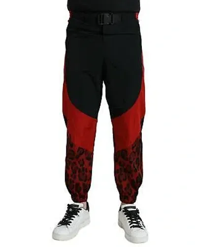 Pre-owned Dolce & Gabbana Jogginghose Aus Nylon Mit Leopardenmuster - Pants - Black And In Black And Red