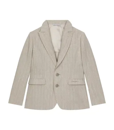 Dolce & Gabbana Kids' Striped Linen Blazer In Neutrals