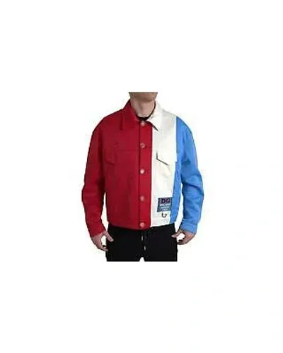 Pre-owned Dolce & Gabbana Kragen Kurze Jacke - Jackets - Red White Blue -size 52 In Red  White  Blue