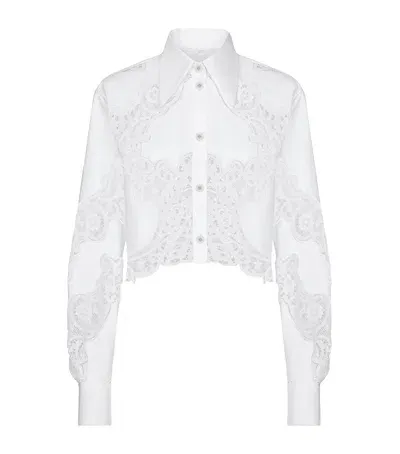 Dolce & Gabbana Lace Cropped Shirt In White