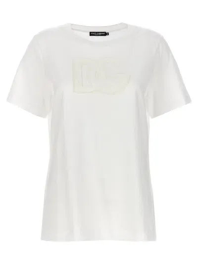 Dolce & Gabbana Lace Logo T Shirt In White