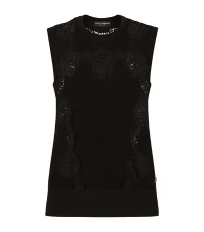 Dolce & Gabbana Lace-trim Tank Top In Black