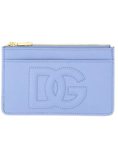 Dolce & Gabbana Leather Card Holder In Blue