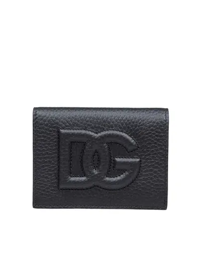 Dolce & Gabbana Leather Card Holder With Dg Logo In Black