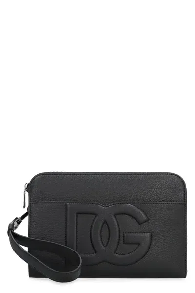 Dolce & Gabbana Men's Leather Pouch In Black