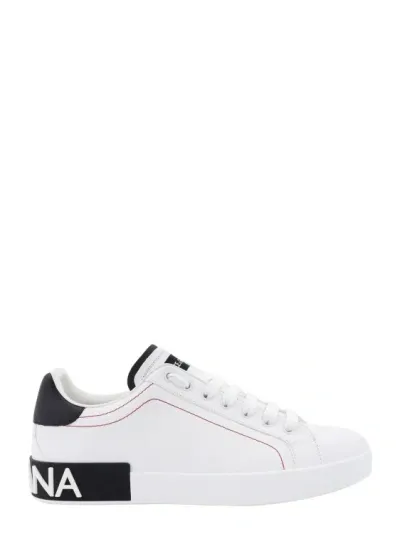 Dolce & Gabbana Portofino Leather Sneakers In White,black