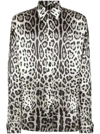 Dolce & Gabbana Hemd Mit Leoparden-print In Grey