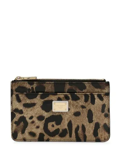 Dolce & Gabbana Leopard Printed Medium Card Holder In Multi