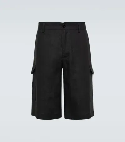 Dolce & Gabbana Straight-leg Linen Cargo Shorts In ブラック