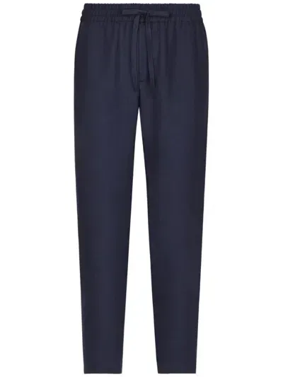 Dolce & Gabbana Linen Track Pants In Blue