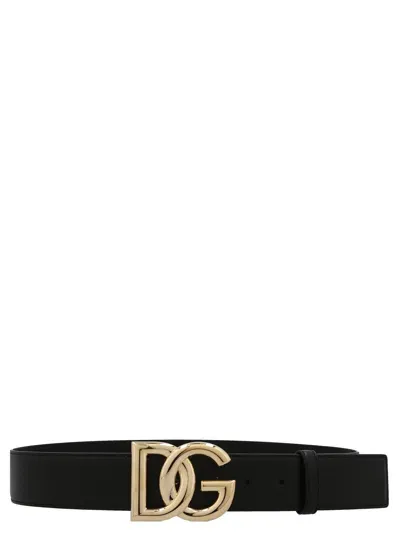 Dolce & Gabbana Logo Belt In Black