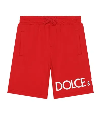 Dolce & Gabbana Kids' Logo Bermuda Sweatshorts In Red