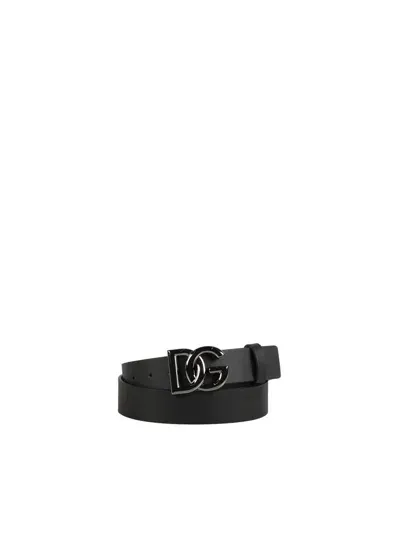 Dolce & Gabbana Logo Buckle Belt In Black