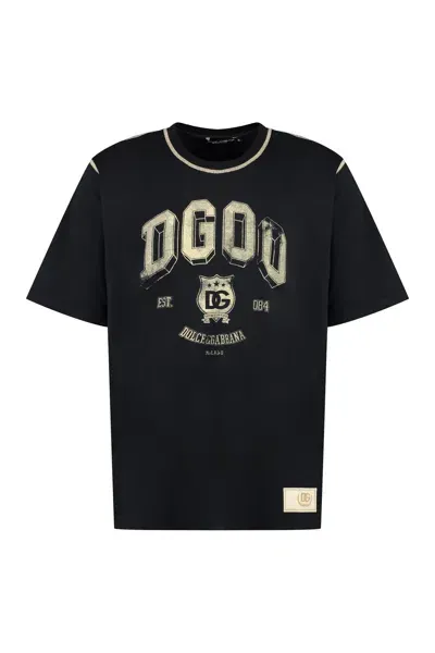 Dolce & Gabbana Logo Cotton T-shirt In Black